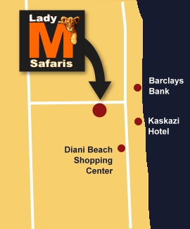 Diani Beach Map - LadyM Safari Office